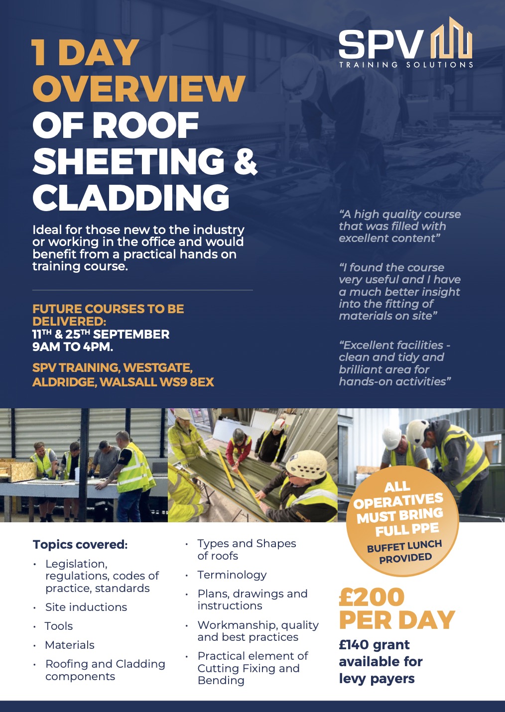 1 day overview of roof sheeting and cladding